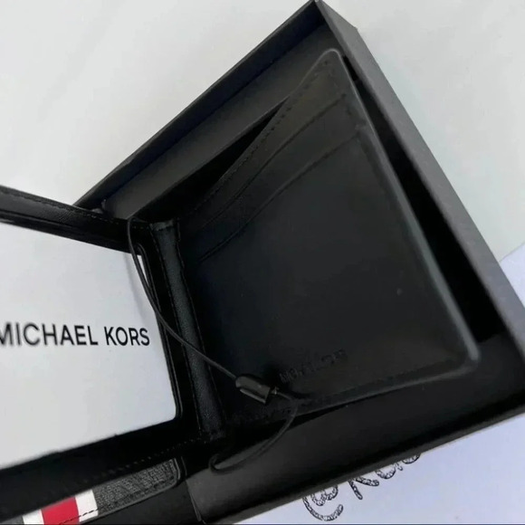 Michael kors Mens Wallet Card Case 3 in 1 Gift box set Black Red Flame - Picture 4 of 5